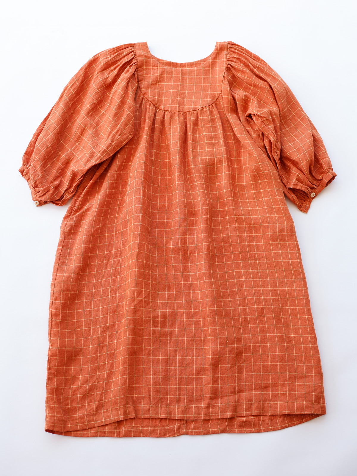Birdie Dress - Orange Check - S