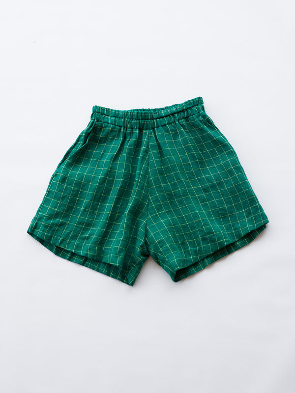 Priya Shorts - Green Check - S