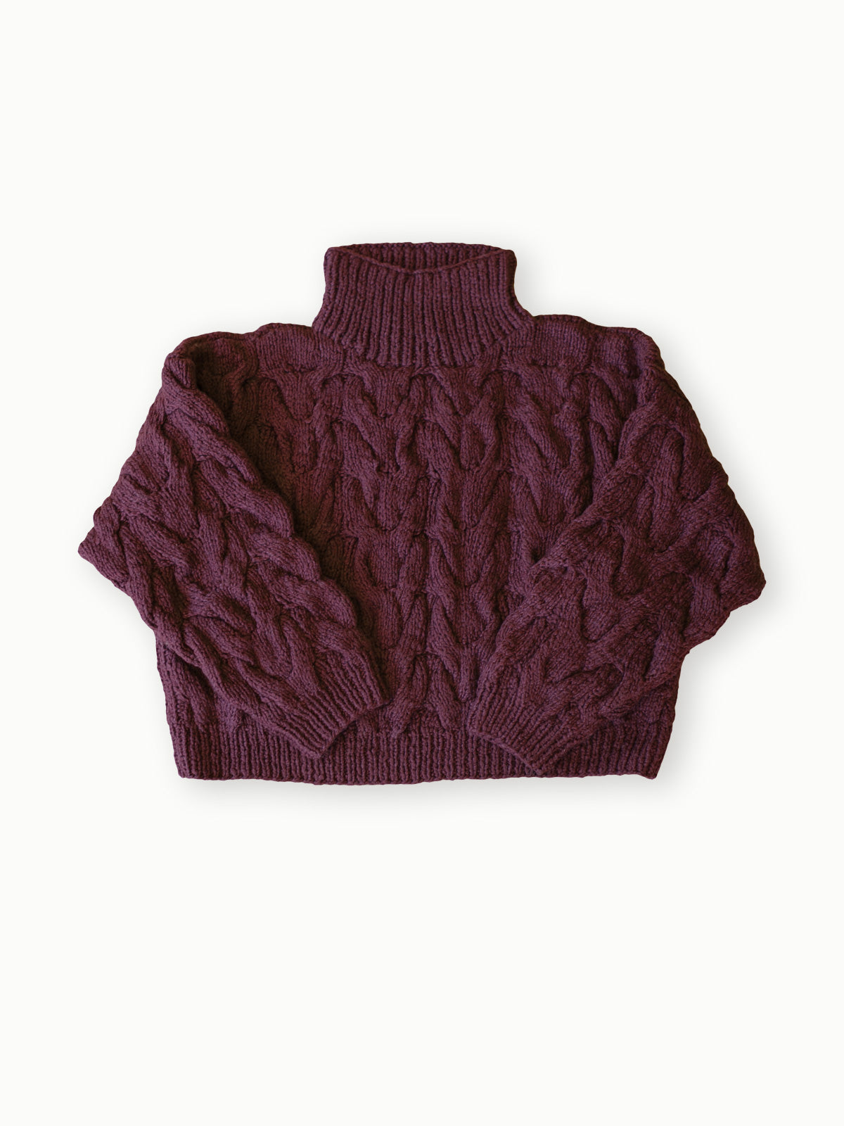 Purple Organic Cotton Turtleneck Hand Knit Sweater – ALIYA WANEK