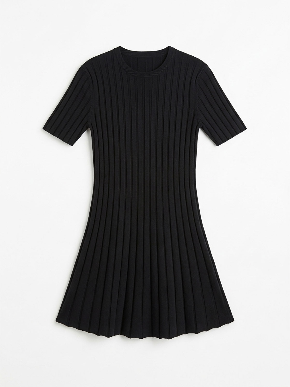 Black Rib Knit Flare Dress ALIYA WANEK Black Rib Knit Flare Dress ALIYA WANEK
