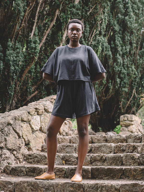 Priya Shorts - Faded Black Jersey