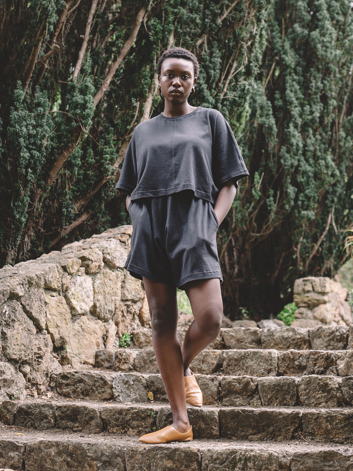 Priya Shorts - Faded Black Jersey