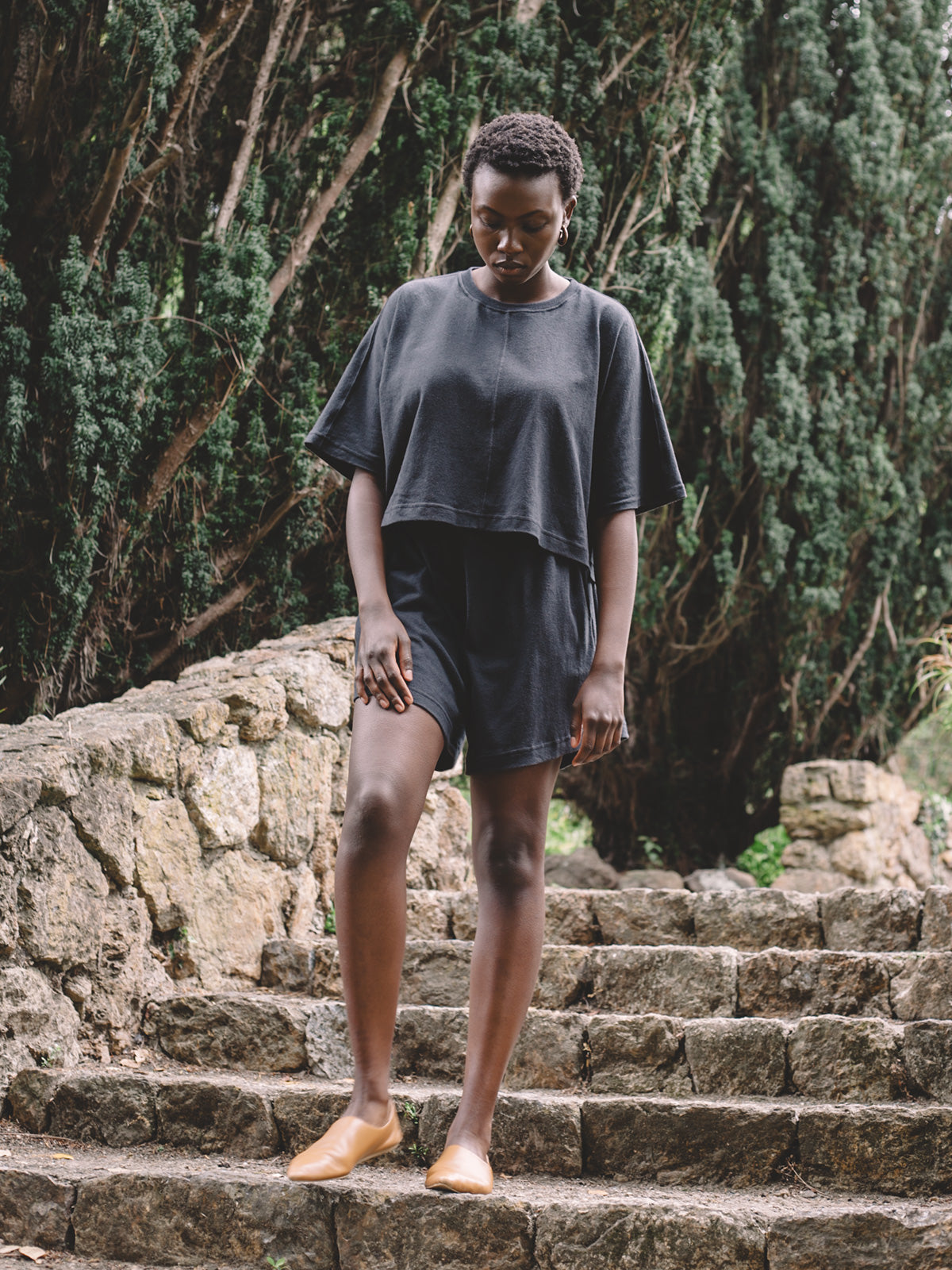 Priya Shorts - Faded Black Jersey