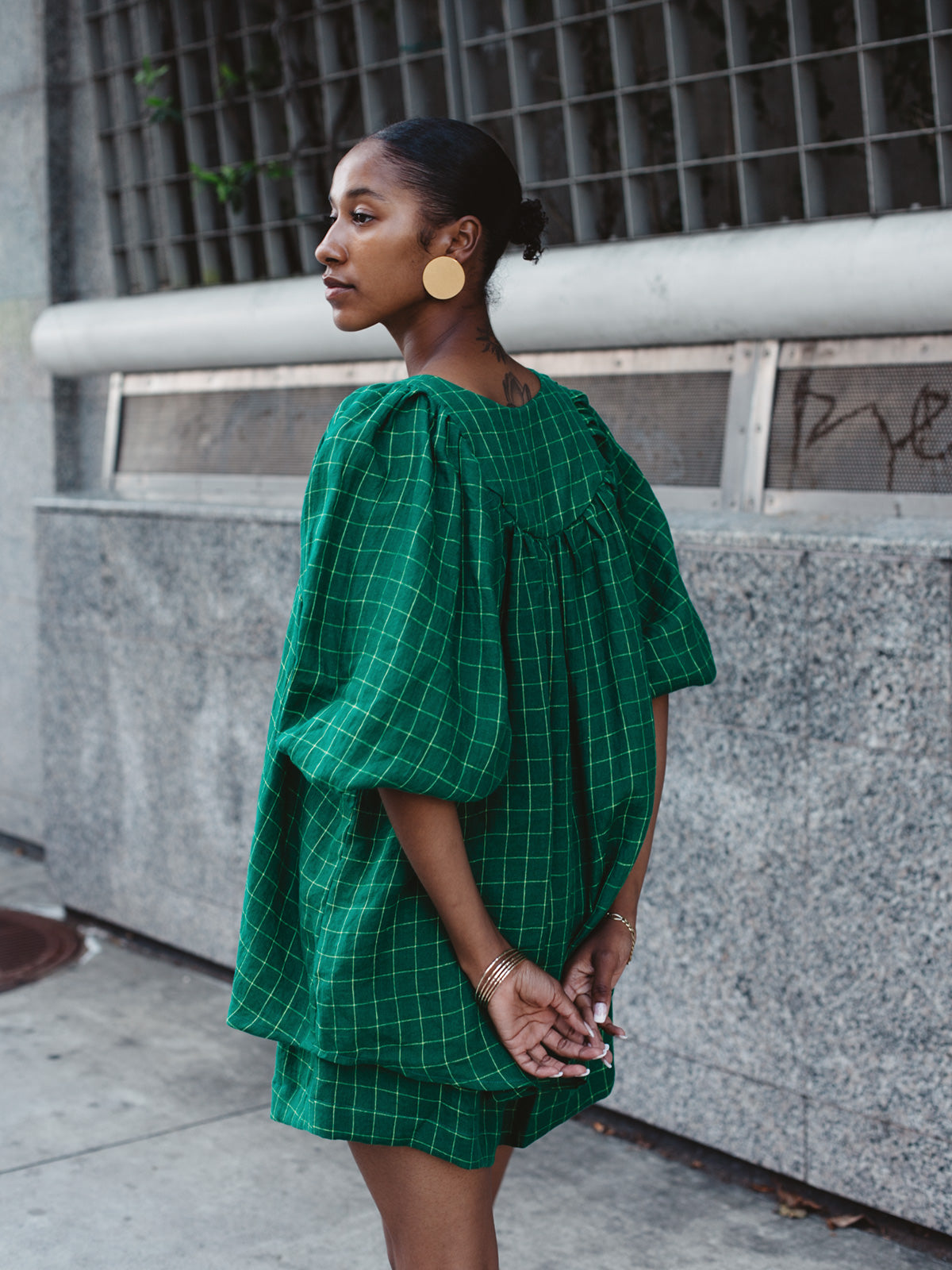 Priya Shorts - Green Check - S