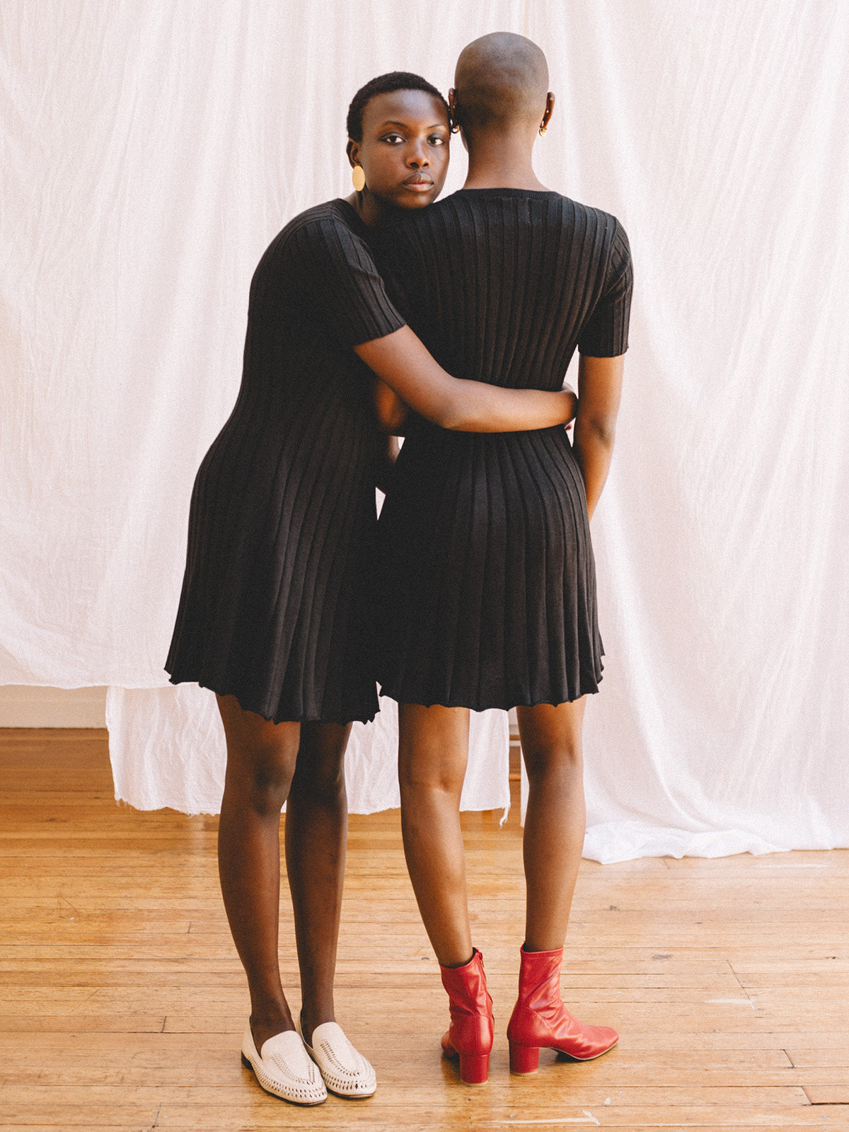 Black Rib Knit Flare Dress ALIYA WANEK Black Rib Knit Flare Dress ALIYA WANEK