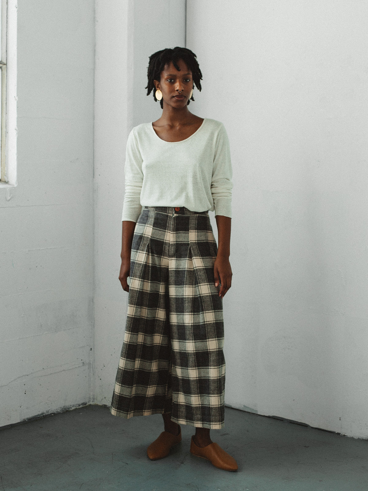 Lin Trousers - Gray Plaid