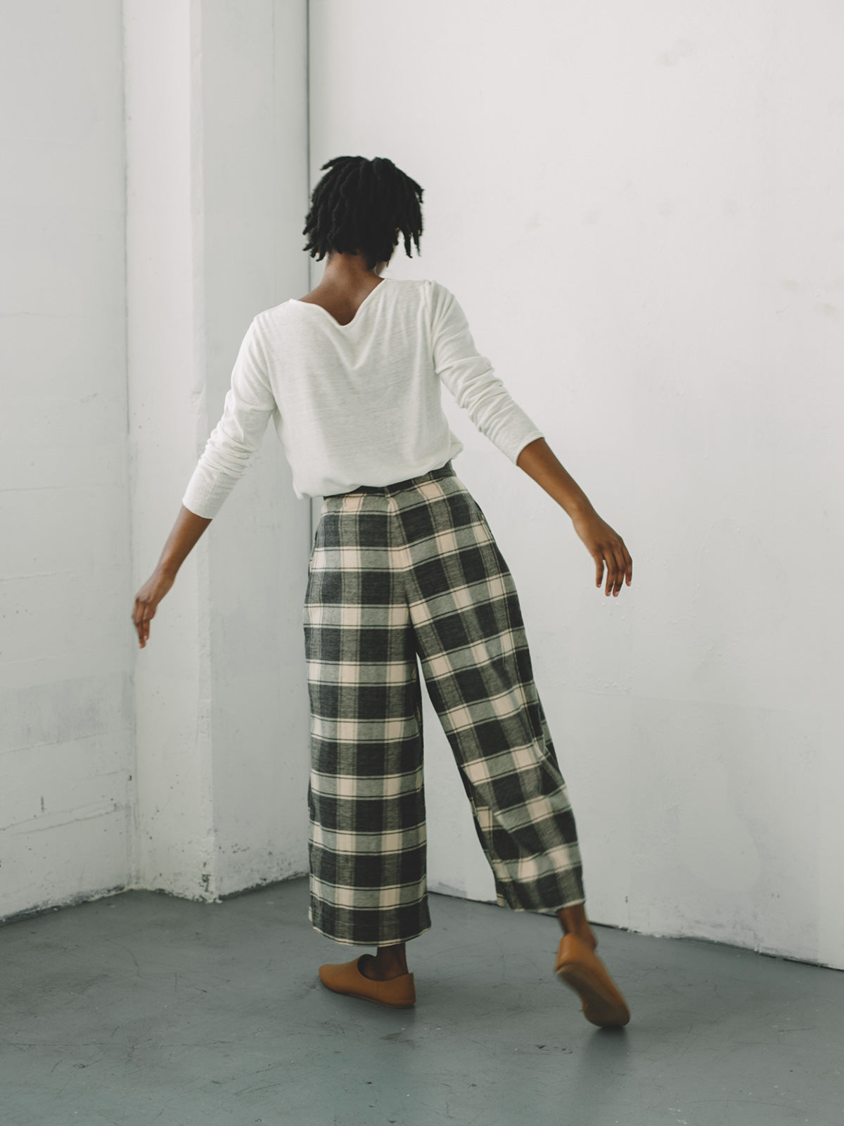 Wide-leg striped flannel pants - DALI